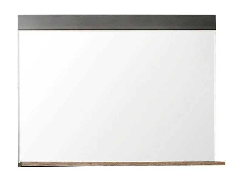 Wandspiegel met donker eikenhout en grijze melamine plank Orcel