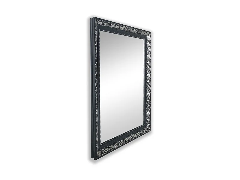 Tanja - Miroir avec cadre - Noir/Argenté - 55x70cm