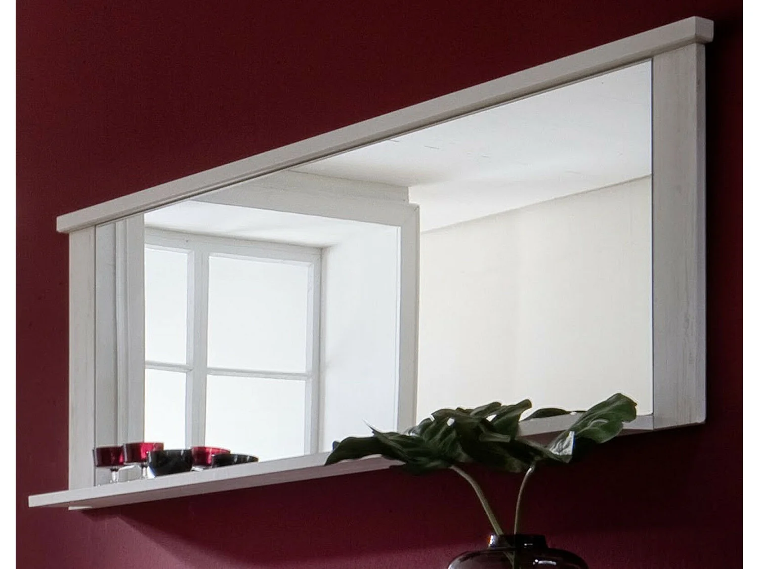 Aria witte melamine wandspiegel met plank