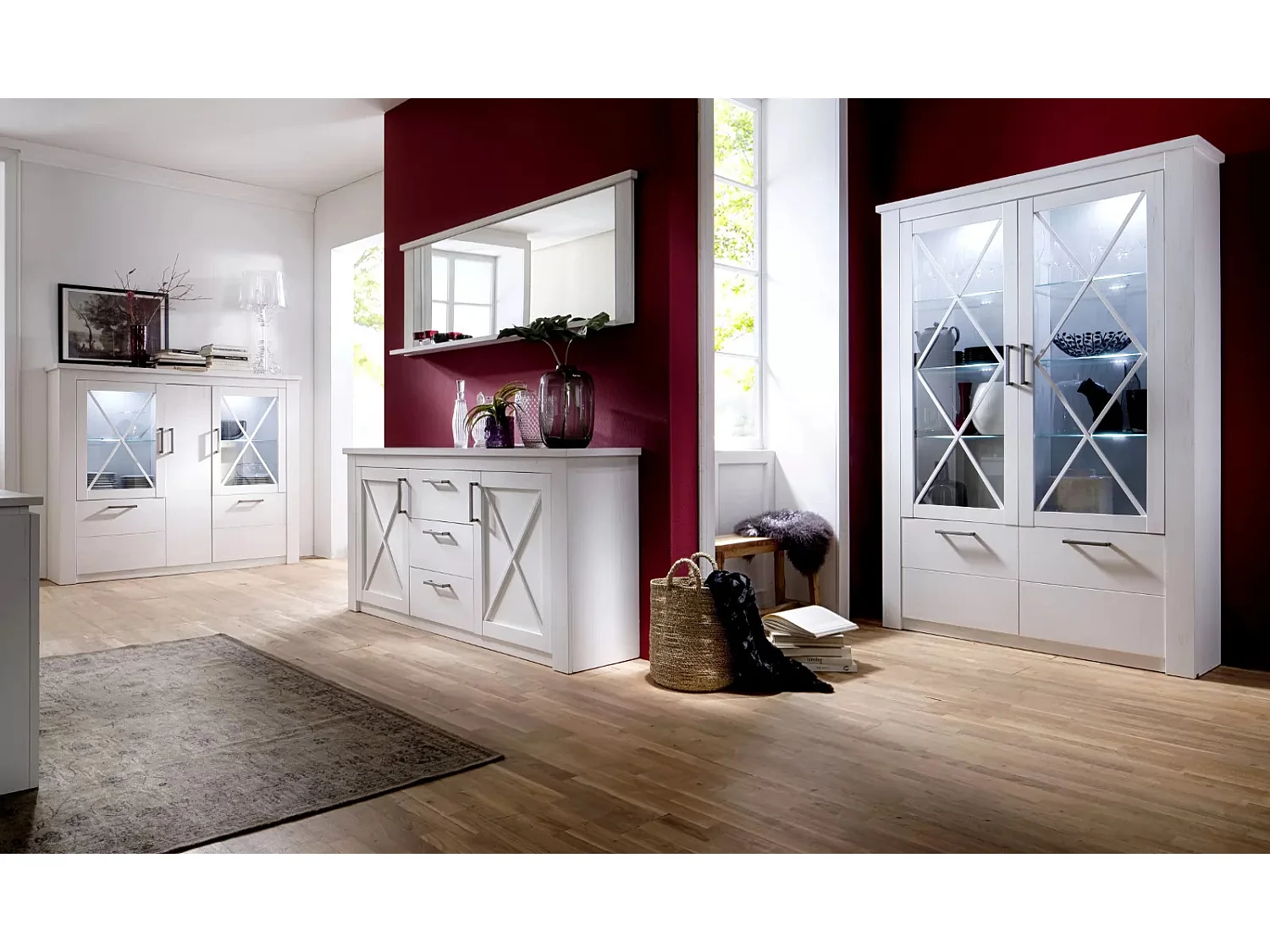 Aria witte melamine wandspiegel met plank