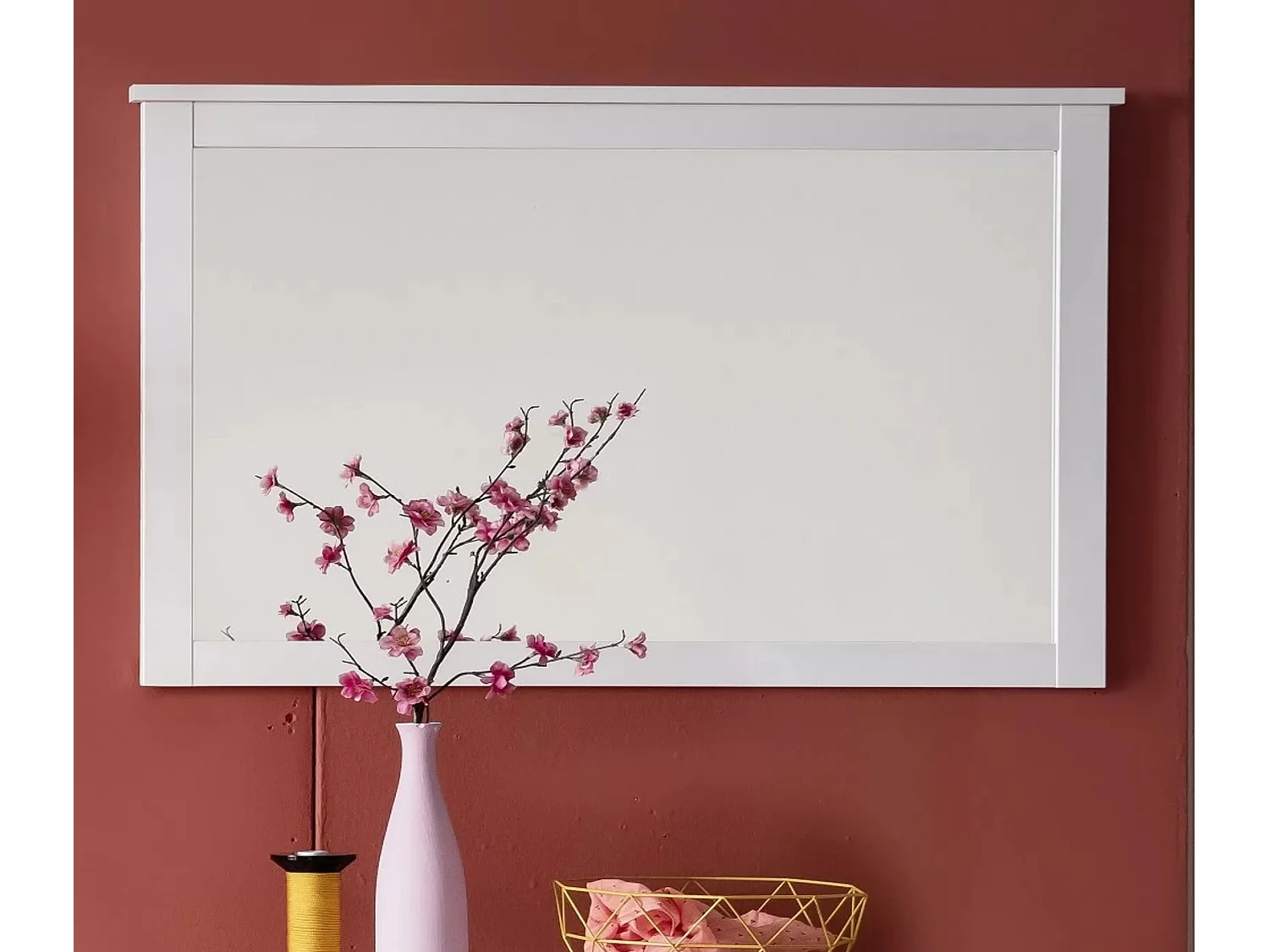 Leone witte melamine rechthoekige wandspiegel