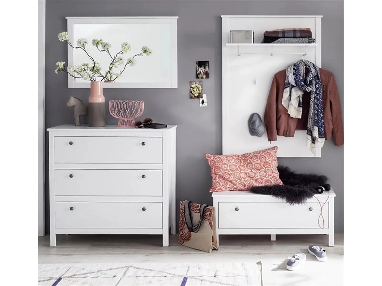 Leone witte melamine rechthoekige wandspiegel