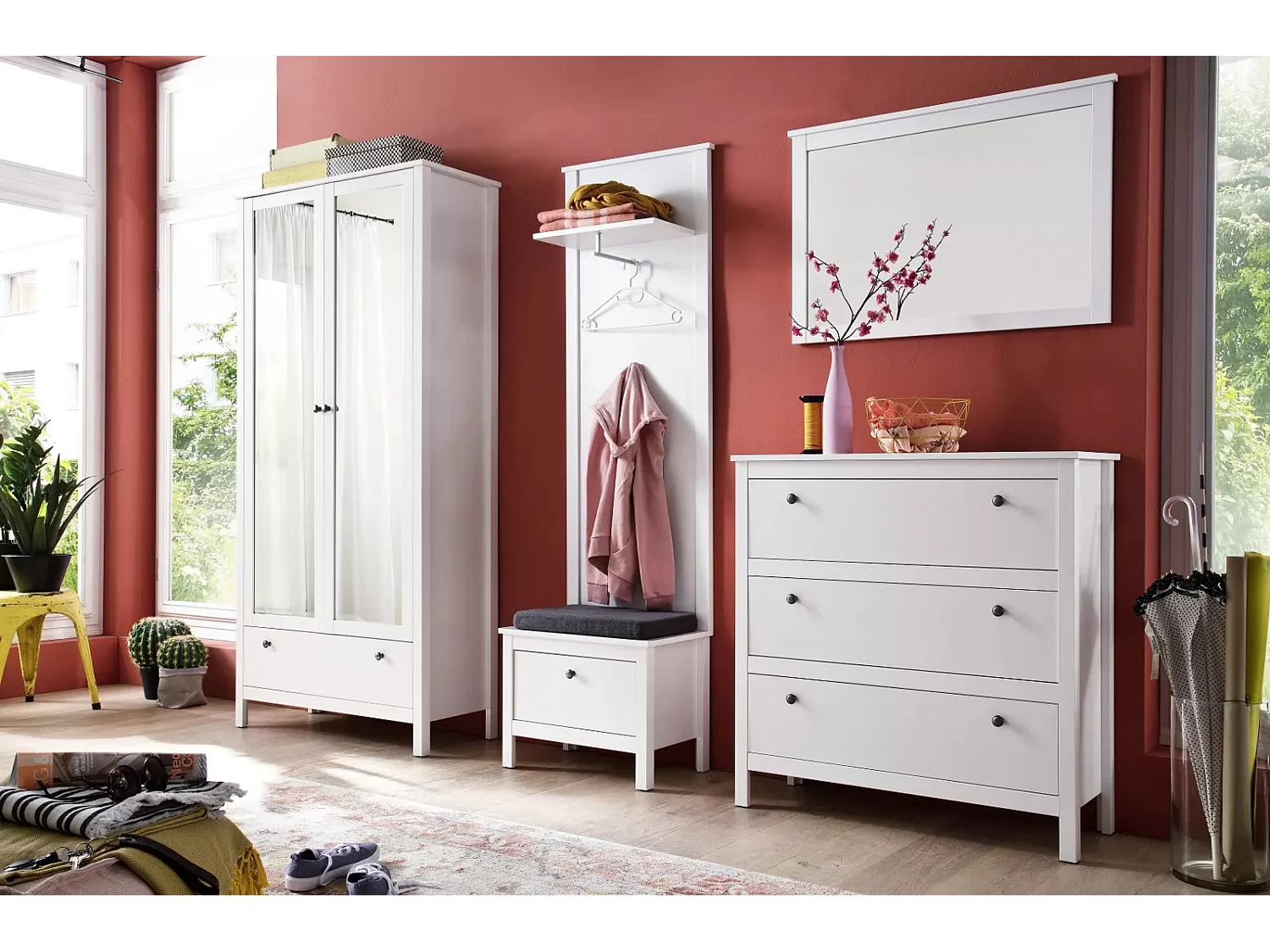 Leone witte melamine rechthoekige wandspiegel