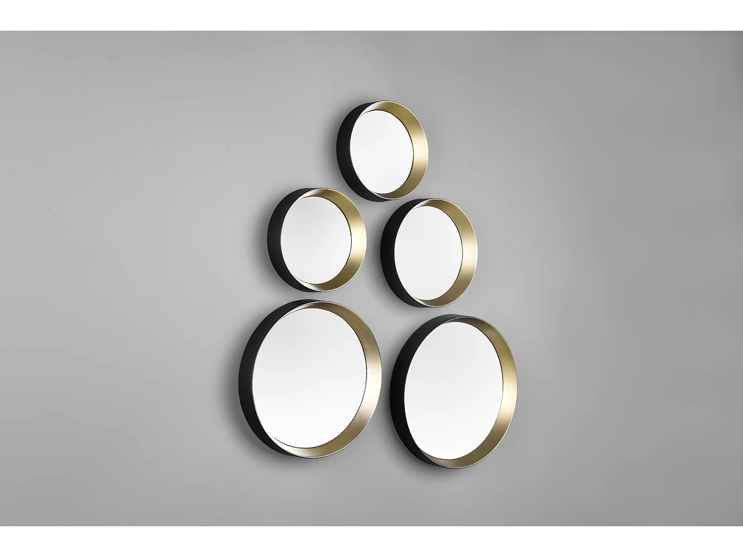 Vivien - 5 miroirs - Noir/Doré - 25x25 cm