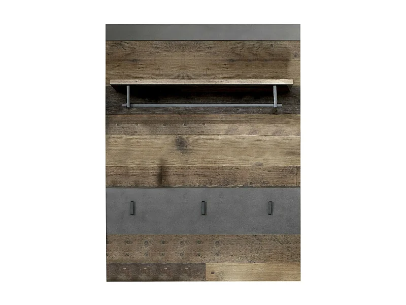 Orcel kapstok met 3 haken donker eiken en grijs melamine