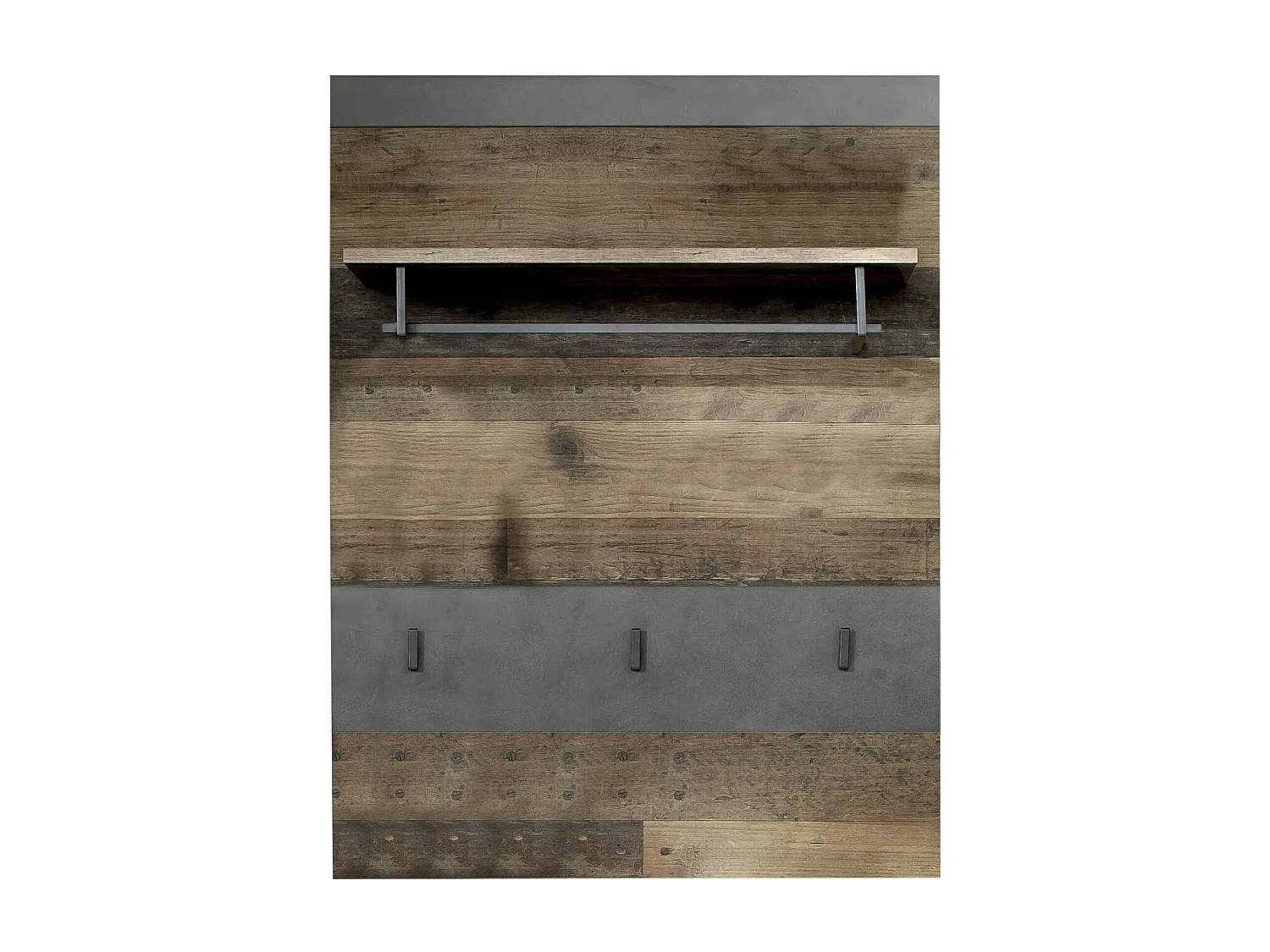 Orcel kapstok met 3 haken donker eiken en grijs melamine