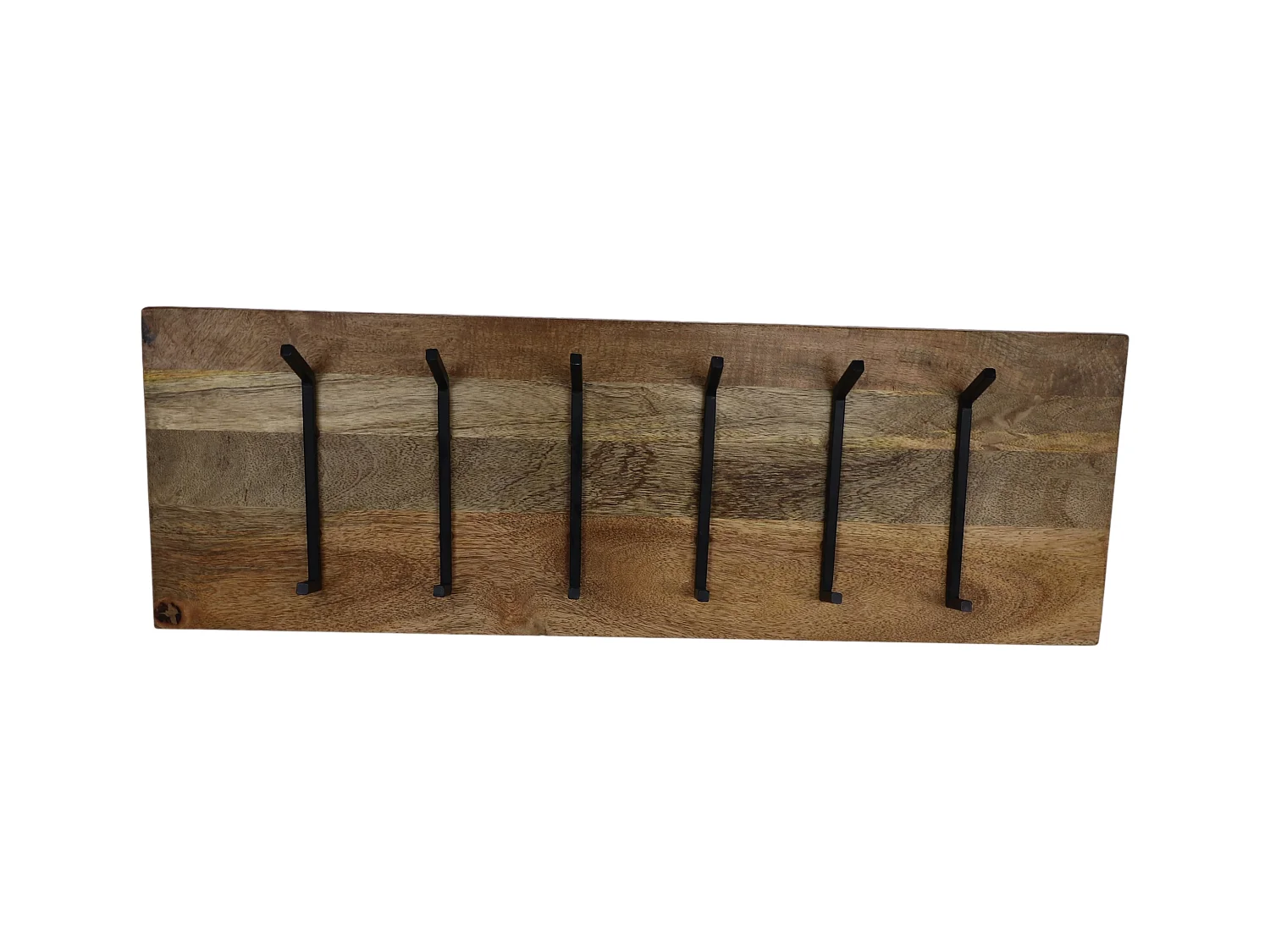 Porte-manteaux mural - Bois de manguier/Fer noir - Naturel/Noir - 90*11*30 cm
