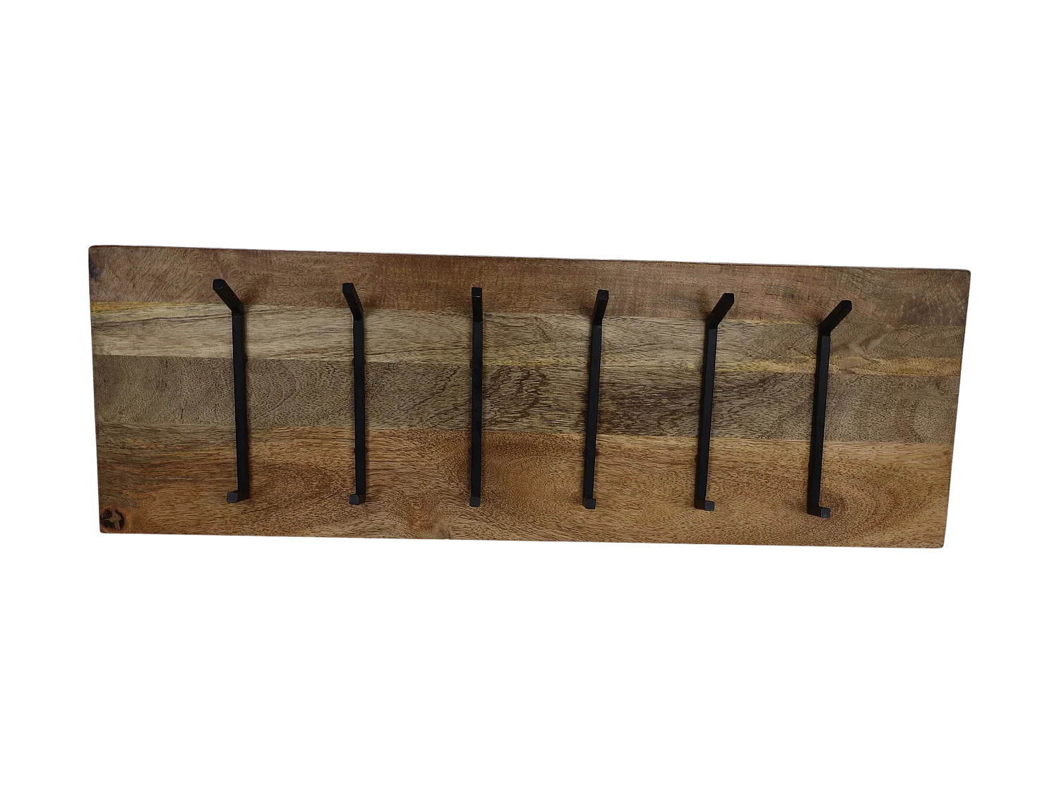 Porte-manteaux mural - Bois de manguier/Fer noir - Naturel/Noir - 90*11*30 cm