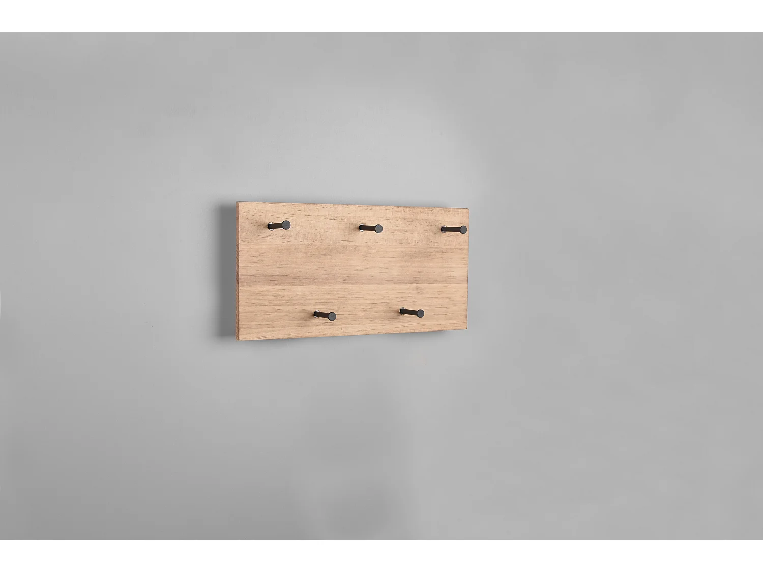 Samantha - Panneau d´accrochage mural avec crochets et bande LED - Naturel/Noir - 40x20x29,2cm