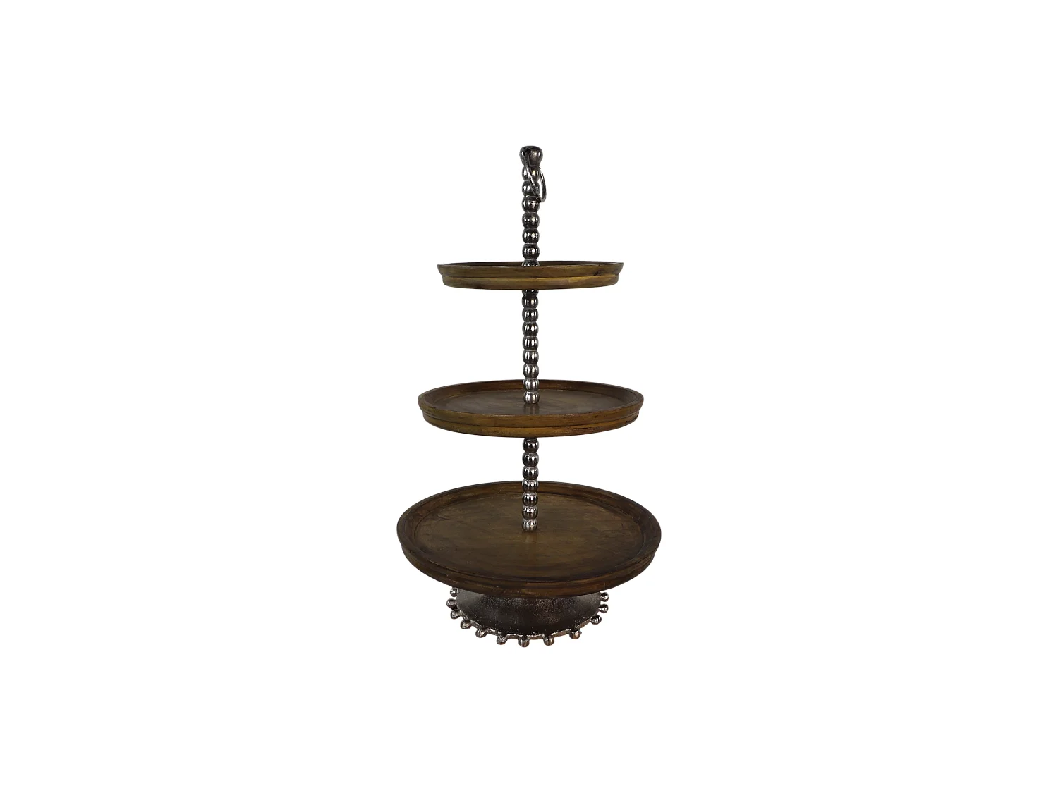 Étagère 3 plateaux - bois de manguier et aluminium - naturel - 36 x 36 x 60 cm