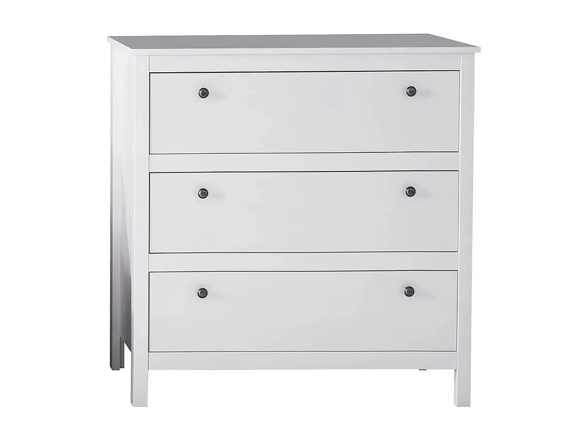 Commode 3 tiroirs mélaminé blanc Leone