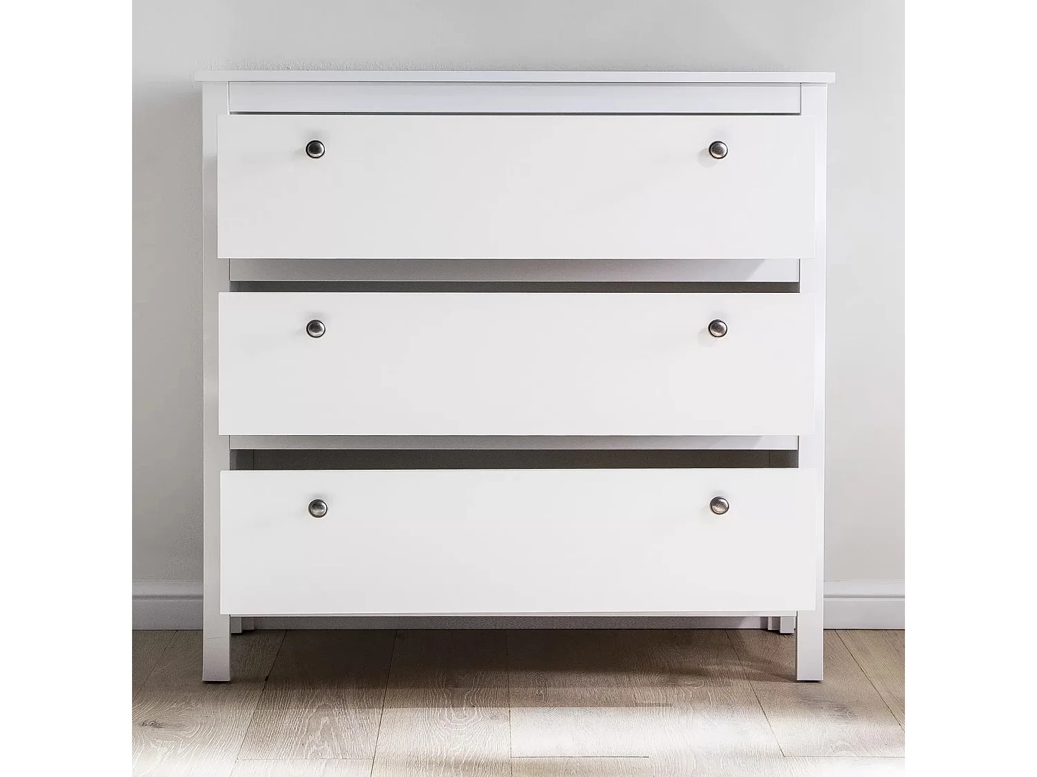 Commode 3 tiroirs mélaminé blanc Leone