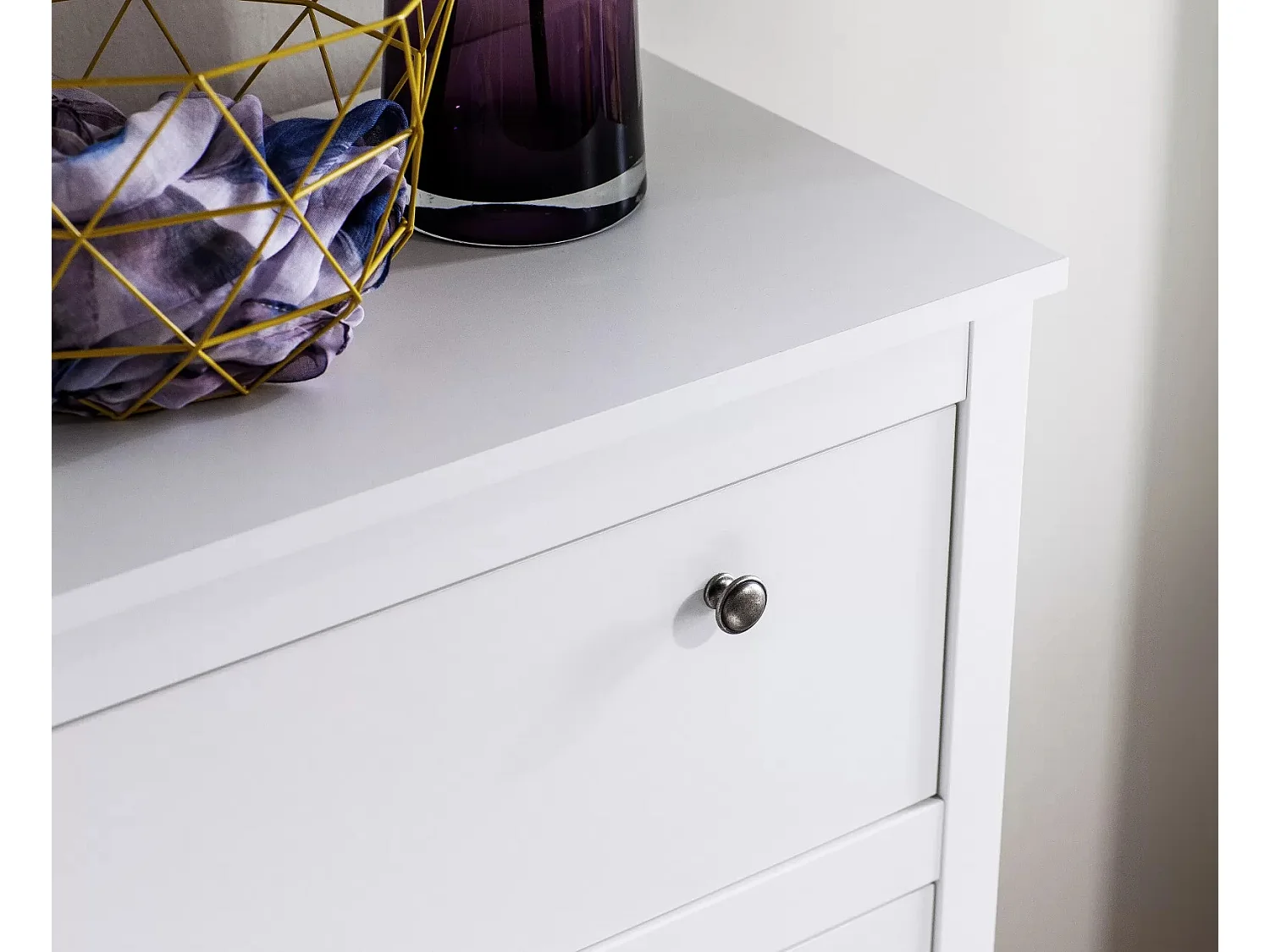 Commode 3 tiroirs mélaminé blanc Leone