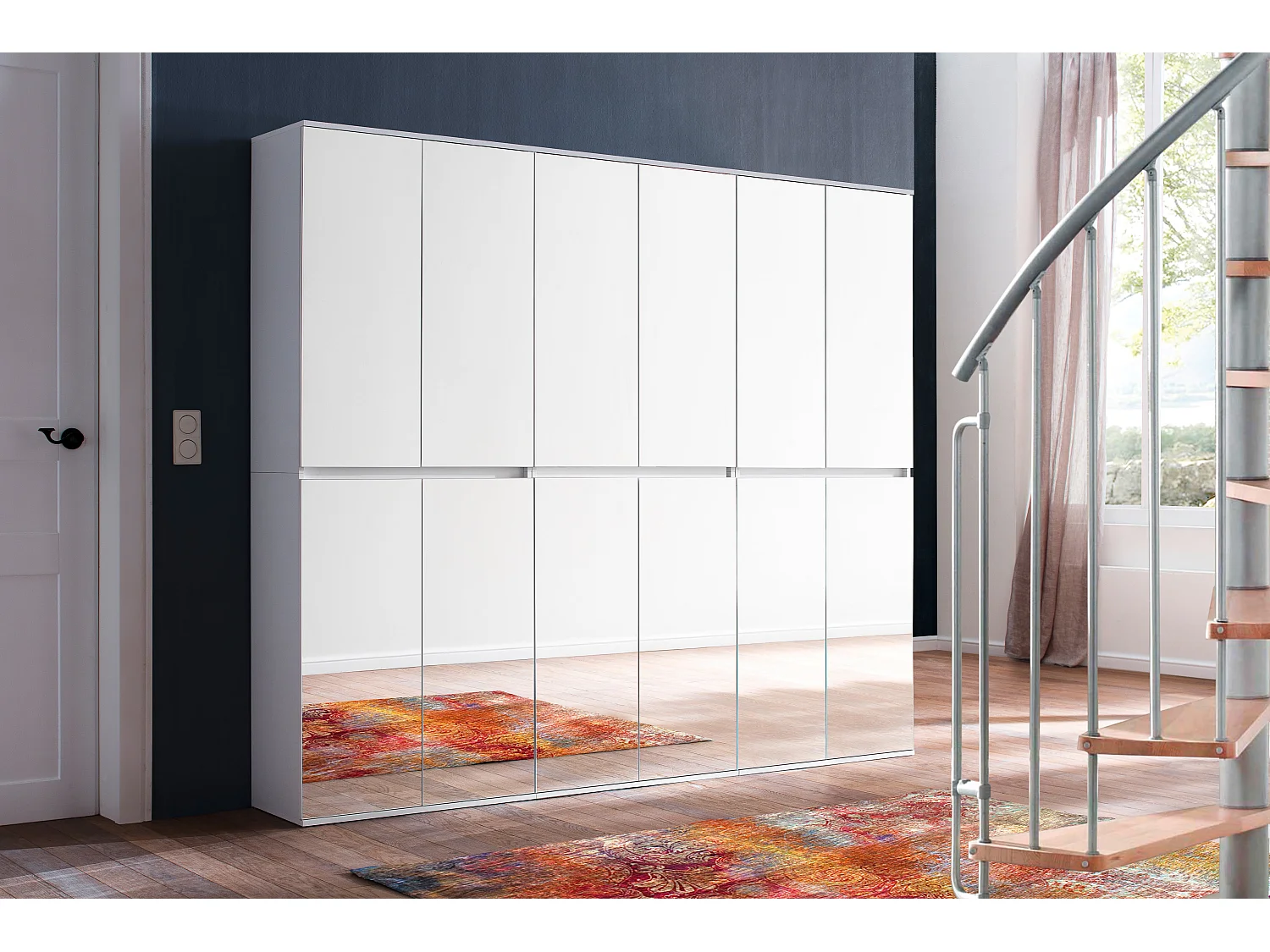 Armoire de rangement 10 portes avec miroir Cartel 222cm