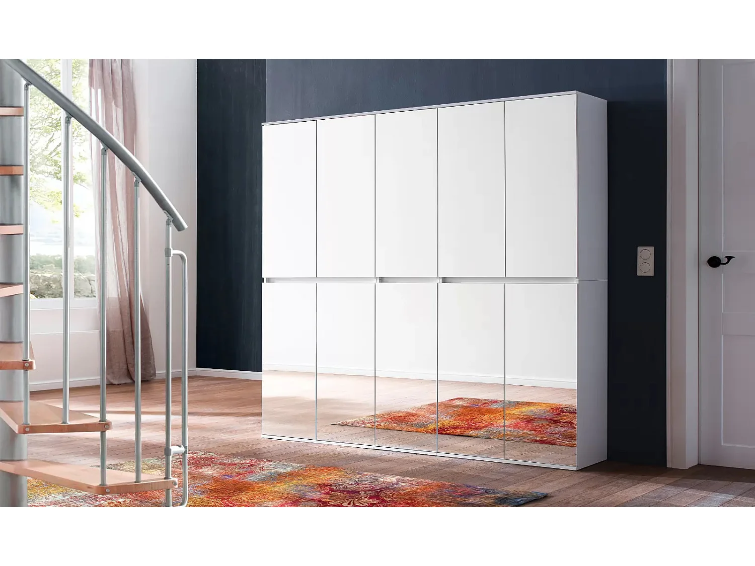 Armoire de rangement 10 portes avec miroir Cartel 185cm