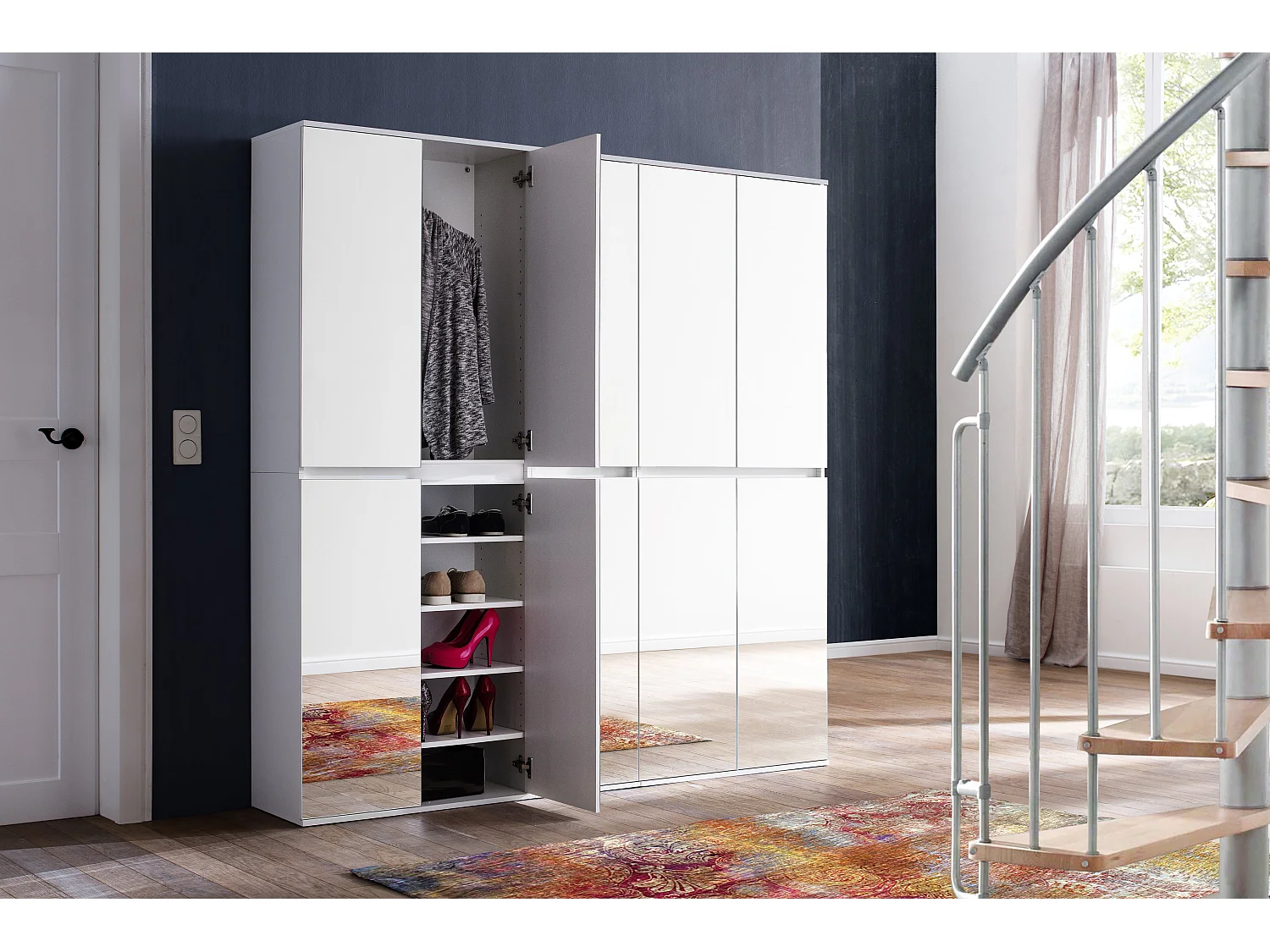 Armoire de rangement 10 portes avec miroir Cartel 185cm