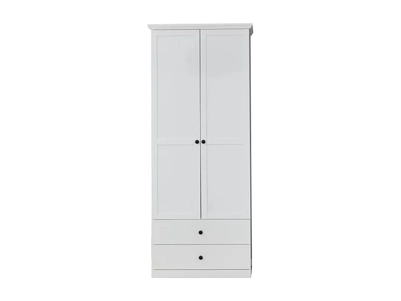 Armoire 2 portes 2 tiroirs style campagnard moderne Valex 81cm 2
