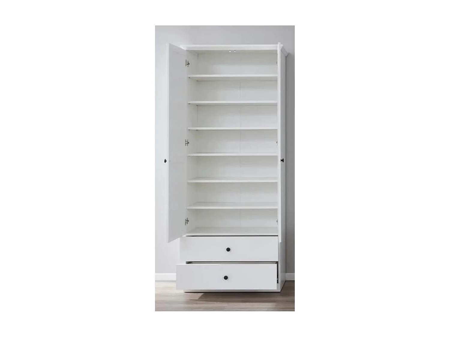 Armoire 2 portes 2 tiroirs style campagnard moderne Valex 81cm 2