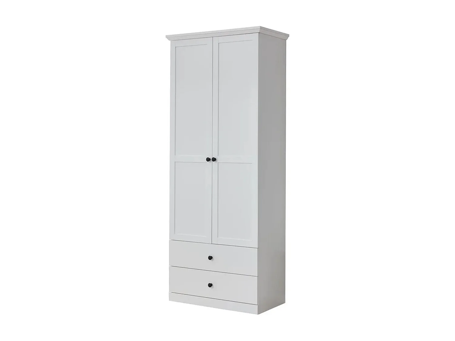 Armoire 2 portes 2 tiroirs style campagnard moderne Valex 81cm 2