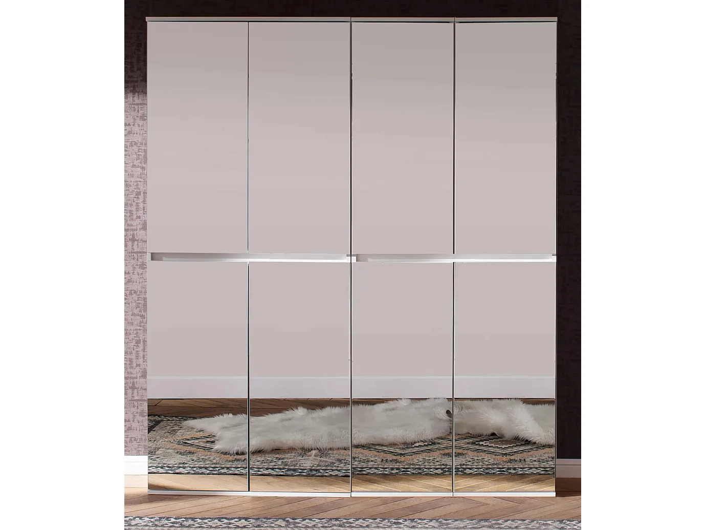 Armoire de rangement 8 portes avec miroir Cartel 148cm