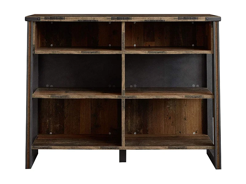 Comptoir de bar vintage vieux bois usé et gris avec rivets 160cm
