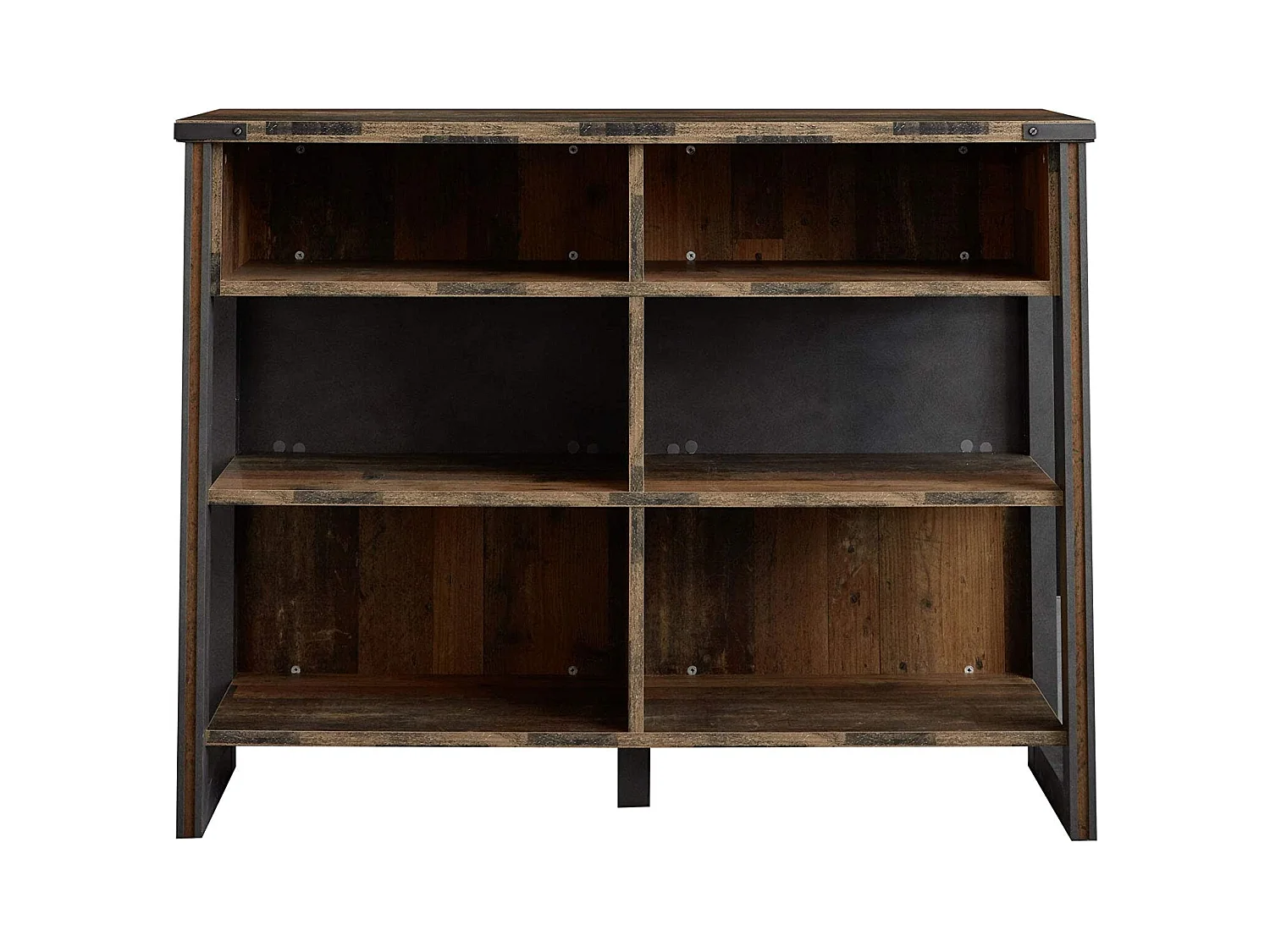 Comptoir de bar vintage vieux bois usé et gris avec rivets 160cm