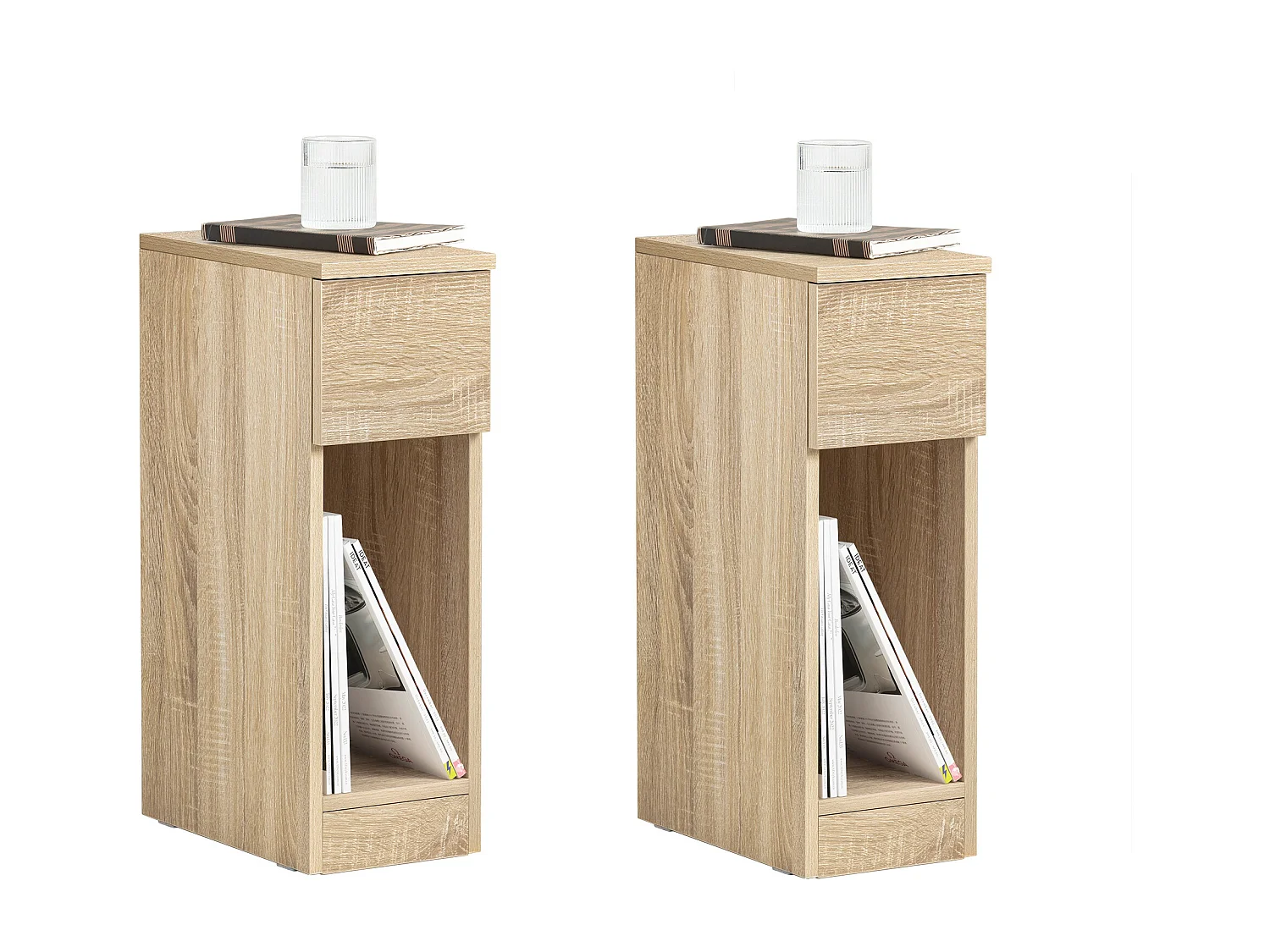 SoBuy FBT111-Nx2 Lot de 2 Table de Chevet Table de Nuit Bout de Canapé Table d'Appoint Table Basse avec Tiroir