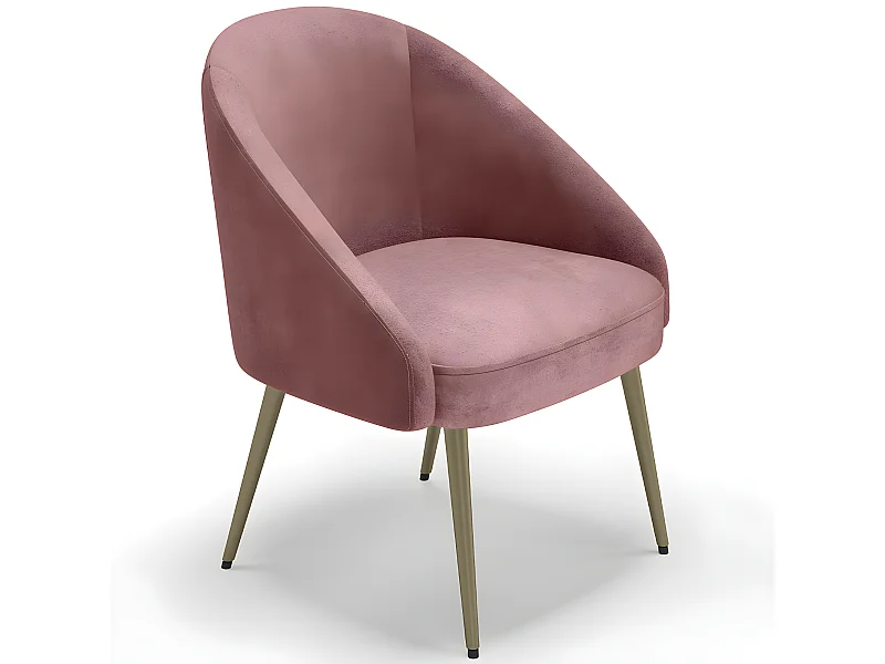 Fauteuil design - Revêtu de velours - Pied dorée - Wasda Rose