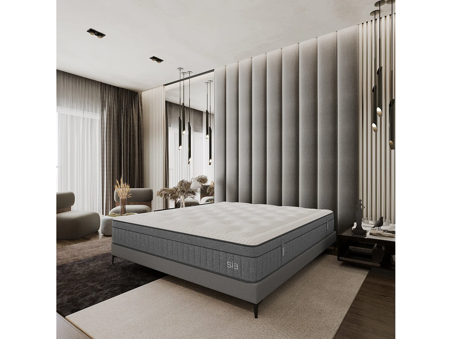 Ensemble matelas ressorts ensachés et sommier 140x190cm