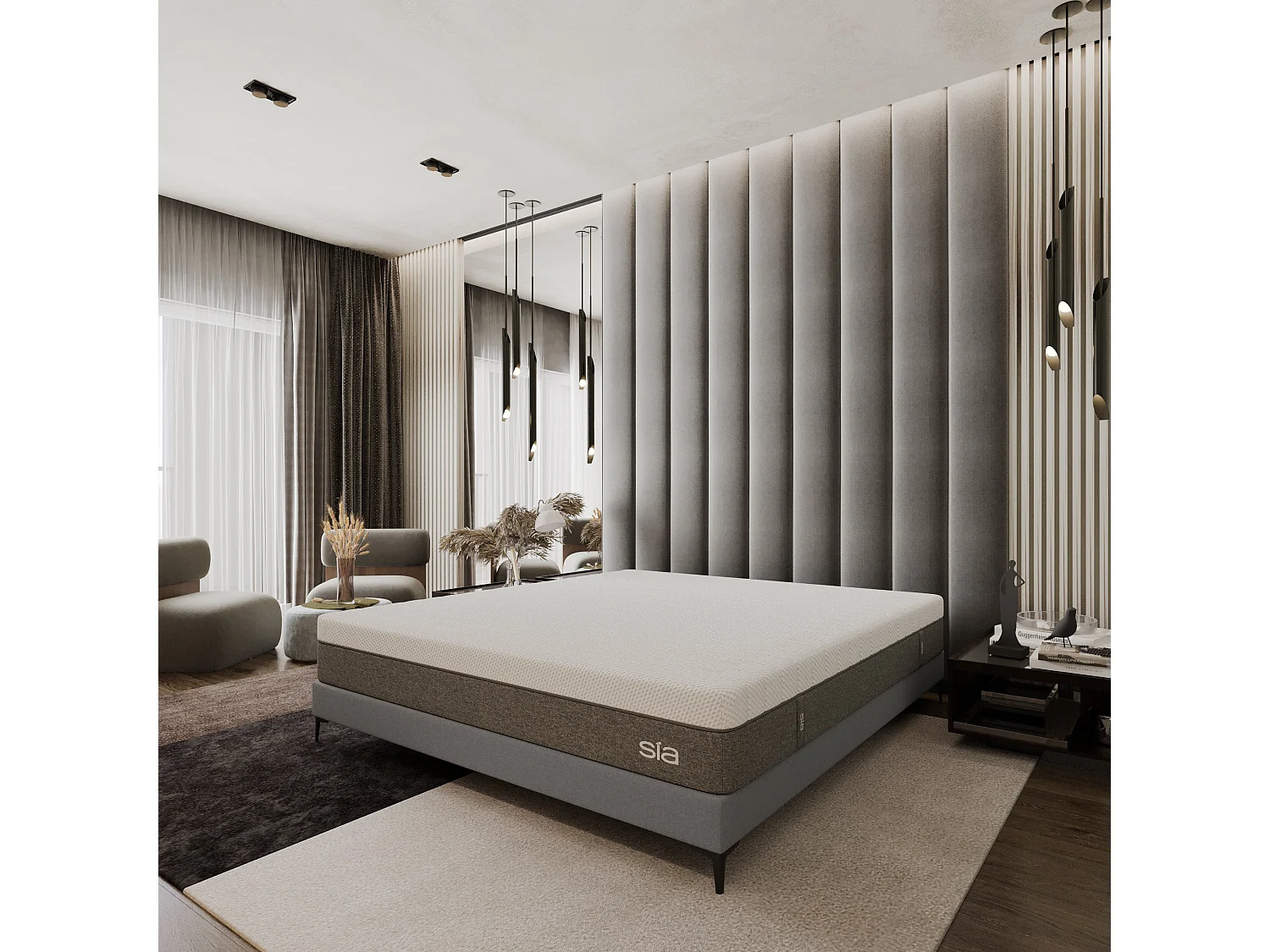 Ensemble matelas ressorts ensachés et sommier 180x200cm