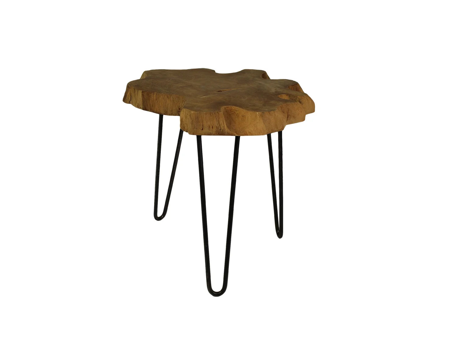 Table basse pieds en épingles - fer/Teck ø50*50