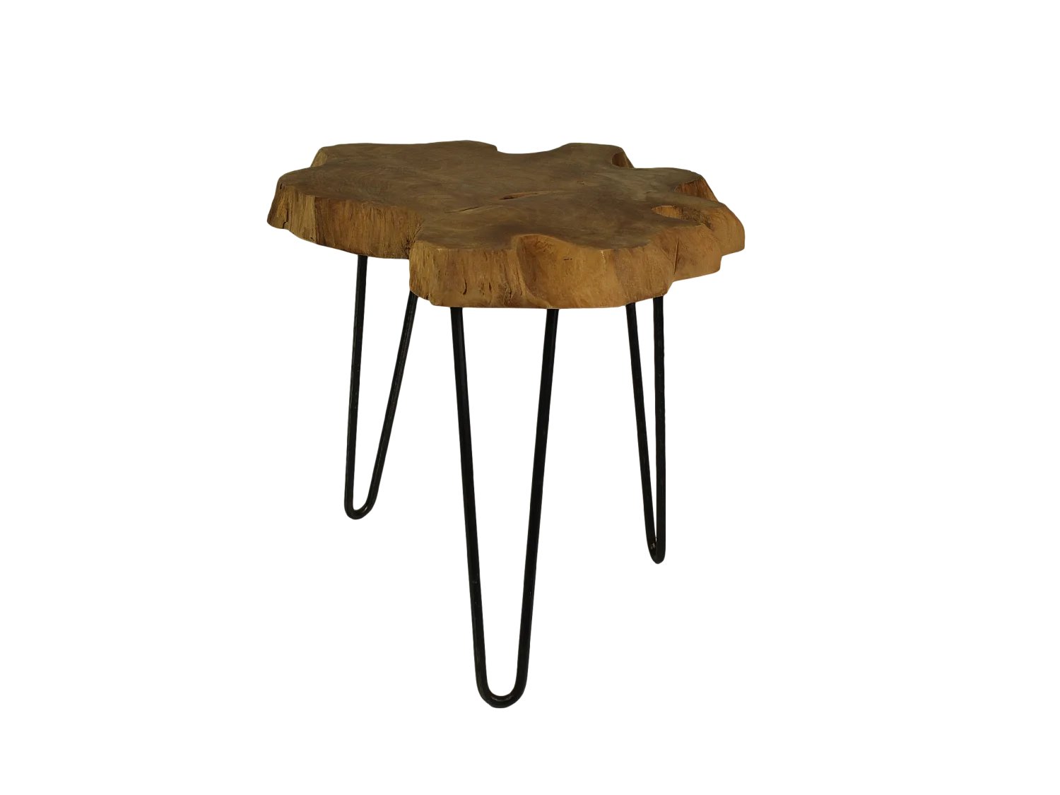 Table basse pieds en épingles - fer/Teck ø50*50