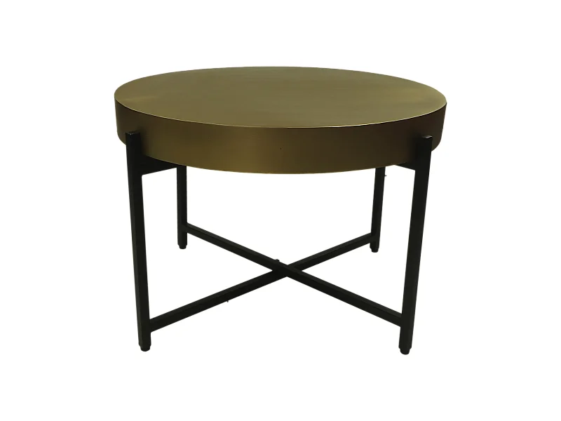 Table basse - ø70x50- Or-noir - Métal