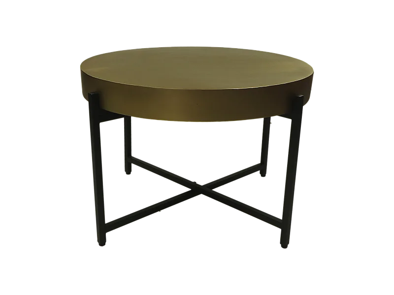 Table basse - ø70x50- Or-noir - Métal