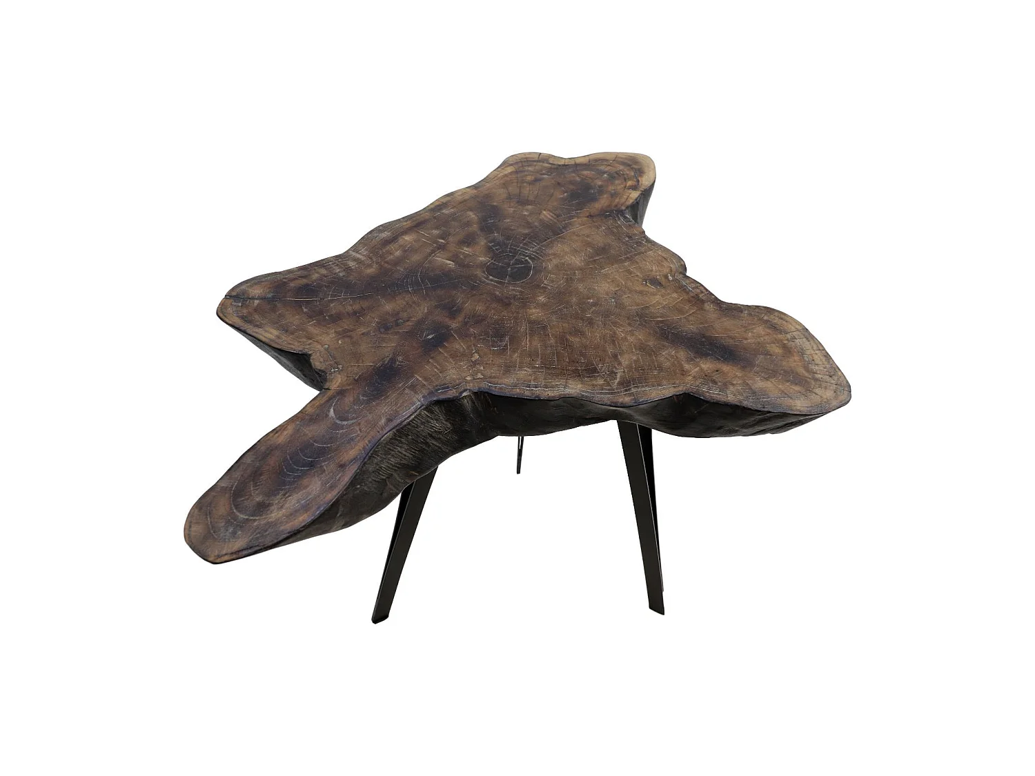 Table basse - ø55-66x47 - teck-fer