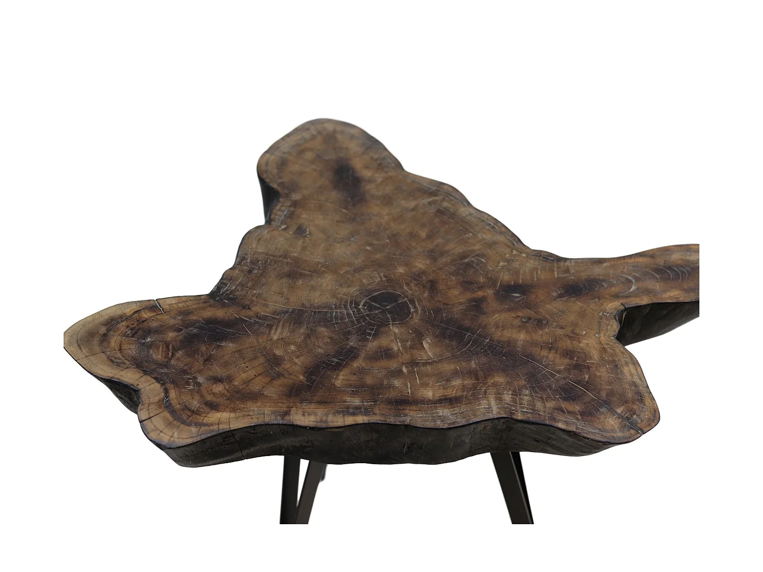 Table basse - ø55-66x47 - teck-fer