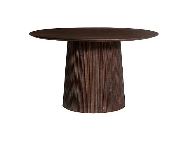 Table ronde collection RIMBAUD effet bois brun foncé diamètre 130 cm