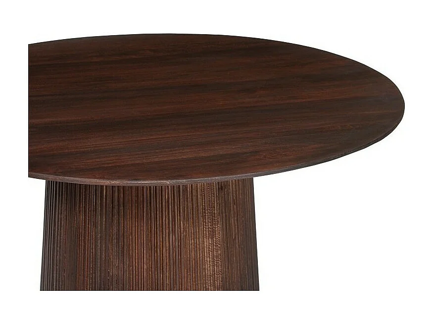 Mesa redonda coleção RIMBAUD efeito madeira marrom escuro diâmetro 130 cm