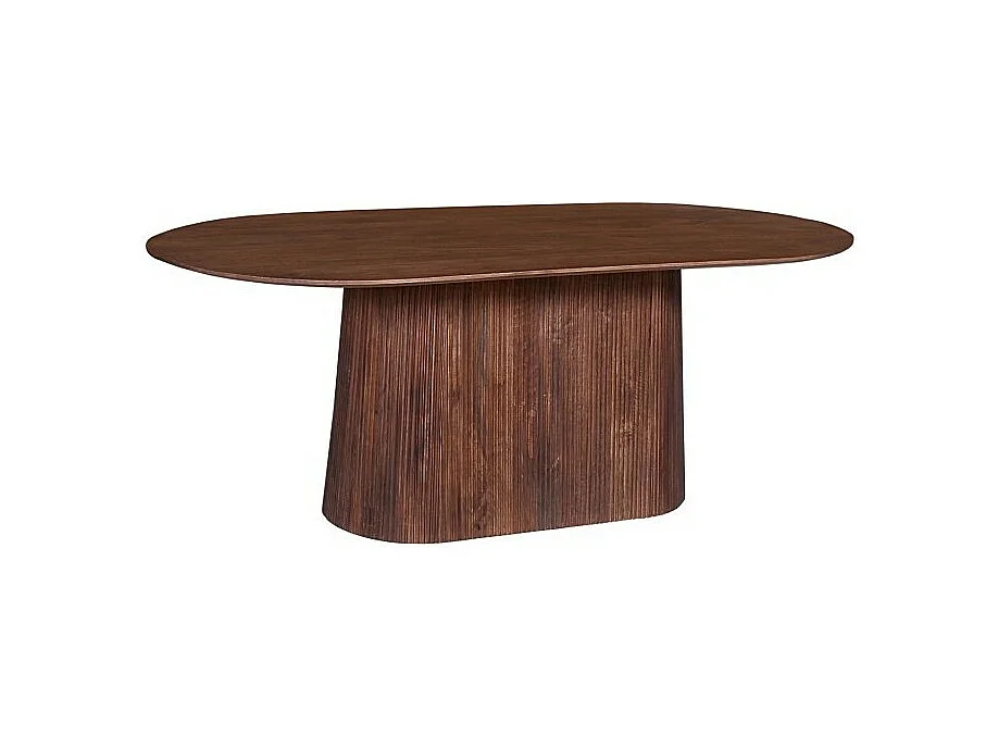Table à manger RIMBAUD – Effet bois brun – 200 cm – Style contemporain