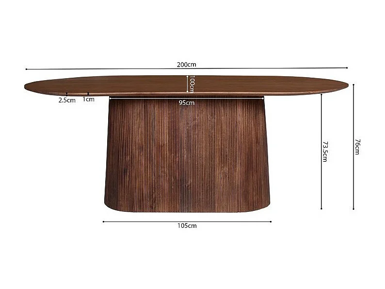Table à manger RIMBAUD – Effet bois brun – 200 cm – Style contemporain