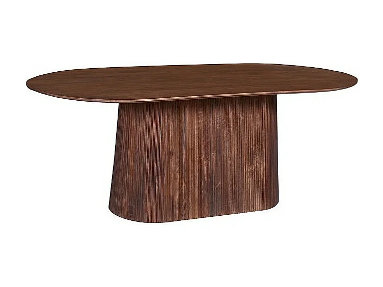 Table à manger RIMBAUD – Effet bois brun – 200 cm – Style contemporain