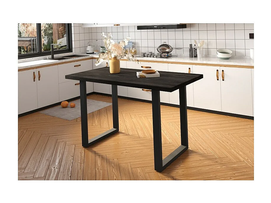 Table à manger AWANI longueur 160cm en bois exotique mangolia noir