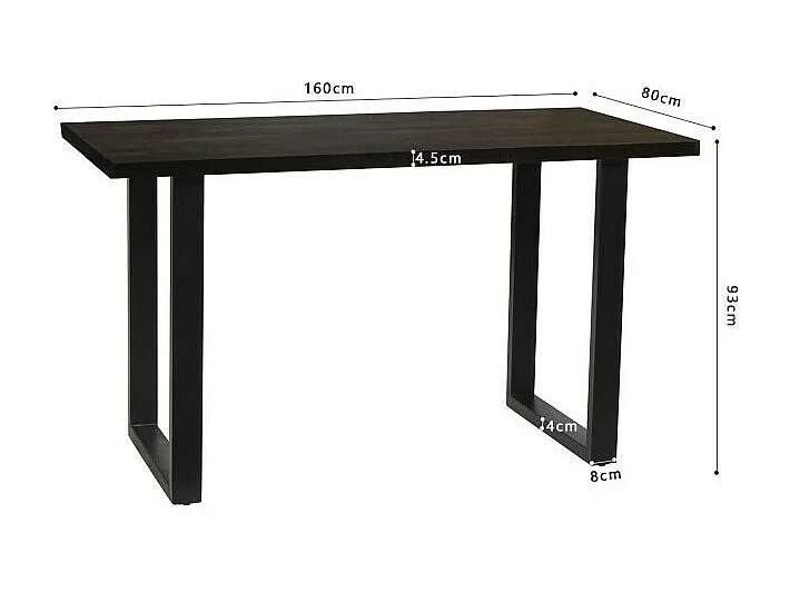 Table à manger AWANI longueur 160cm en bois exotique mangolia noir
