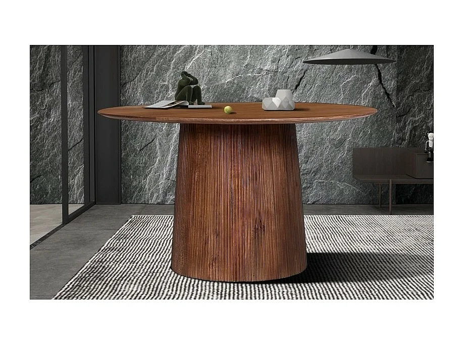 Ronde tafel collectie RIMBAUD lichtbruin houteffect diameter 130 cm