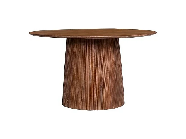 Table ronde collection RIMBAUD effet bois brun clair diamètre 130 cm