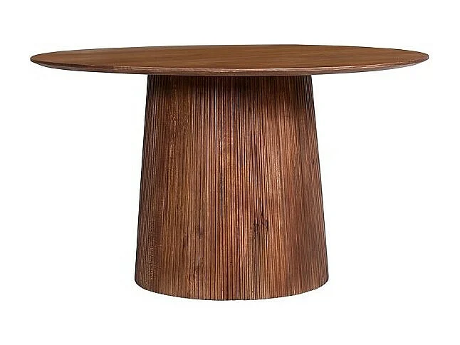 Table ronde collection RIMBAUD effet bois brun clair diamètre 130 cm