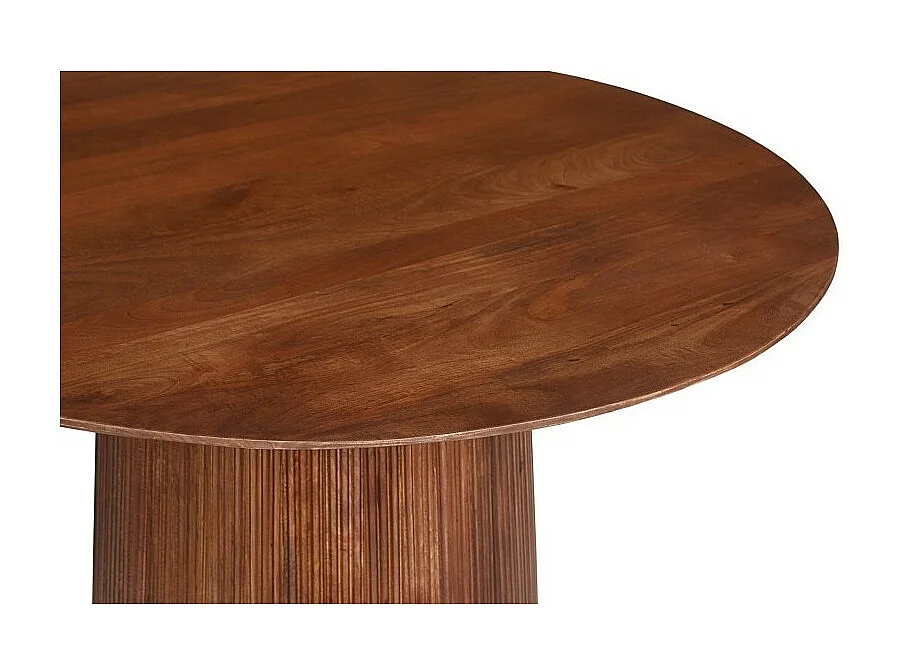 Table ronde collection RIMBAUD effet bois brun clair diamètre 130 cm