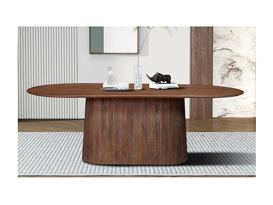 Coleção de mesa RIMBAUD com efeito de madeira cor marrom claro, comprimento 230 cm.