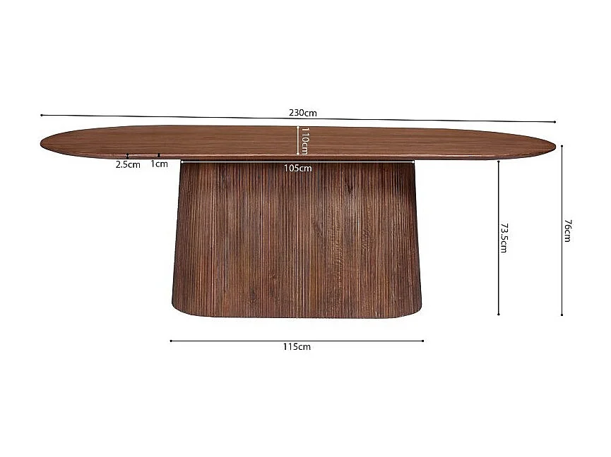 Table collection RIMBAUD effet bois brun clair longueur 230 cm