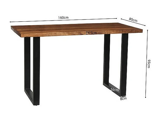 Table à manger AWANI longueur 160cm en bois exotique mangolia